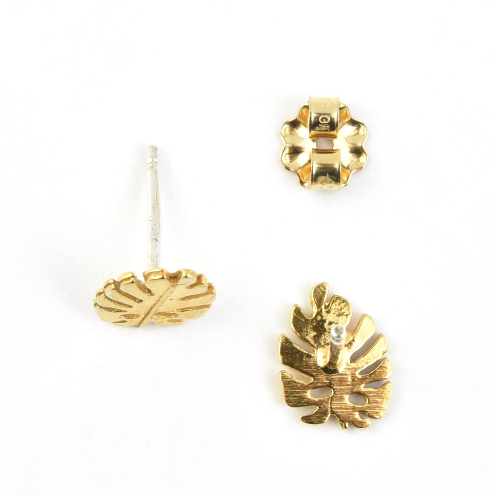 Vermeil Monstera Studs - Goldmakers Fine Jewelry