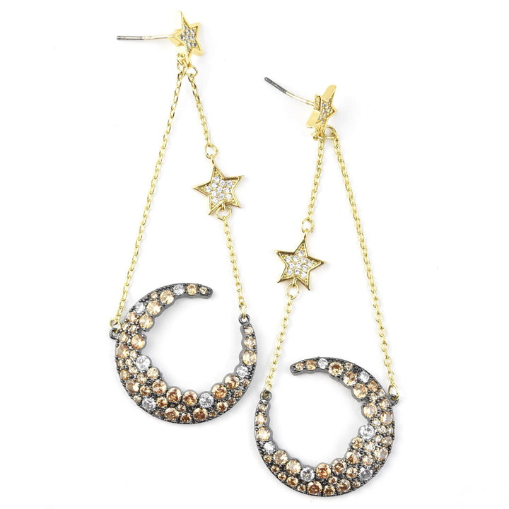 Moon Celestial Earrings in Champagne