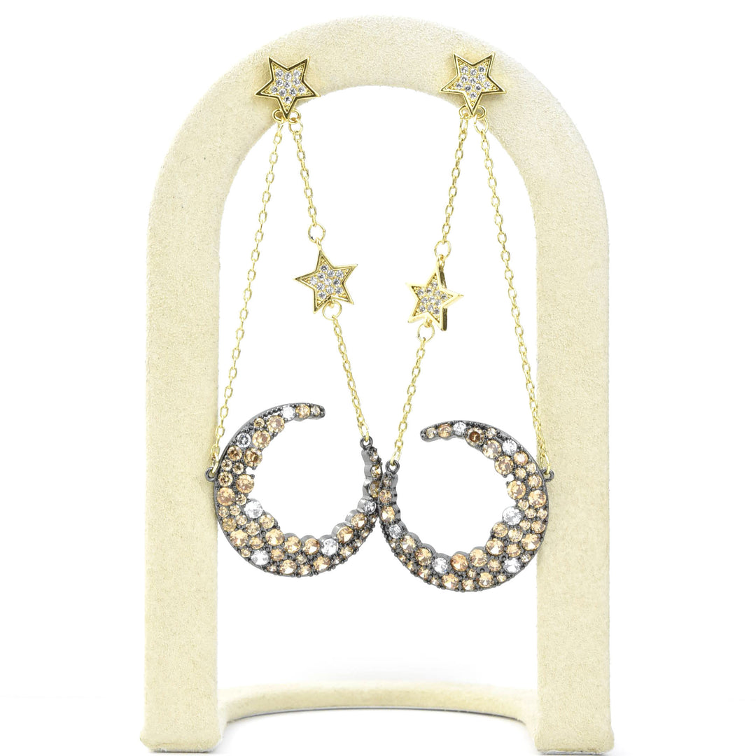 Moon Celestial Earrings in Champagne