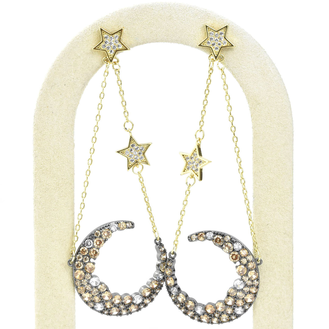 Moon Celestial Earrings in Champagne