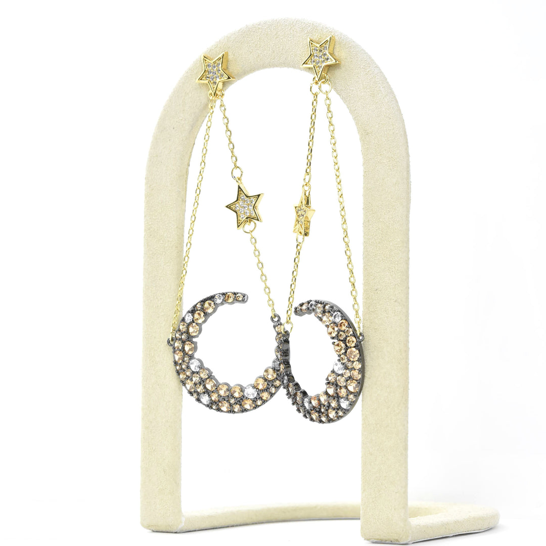 Moon Celestial Earrings in Champagne