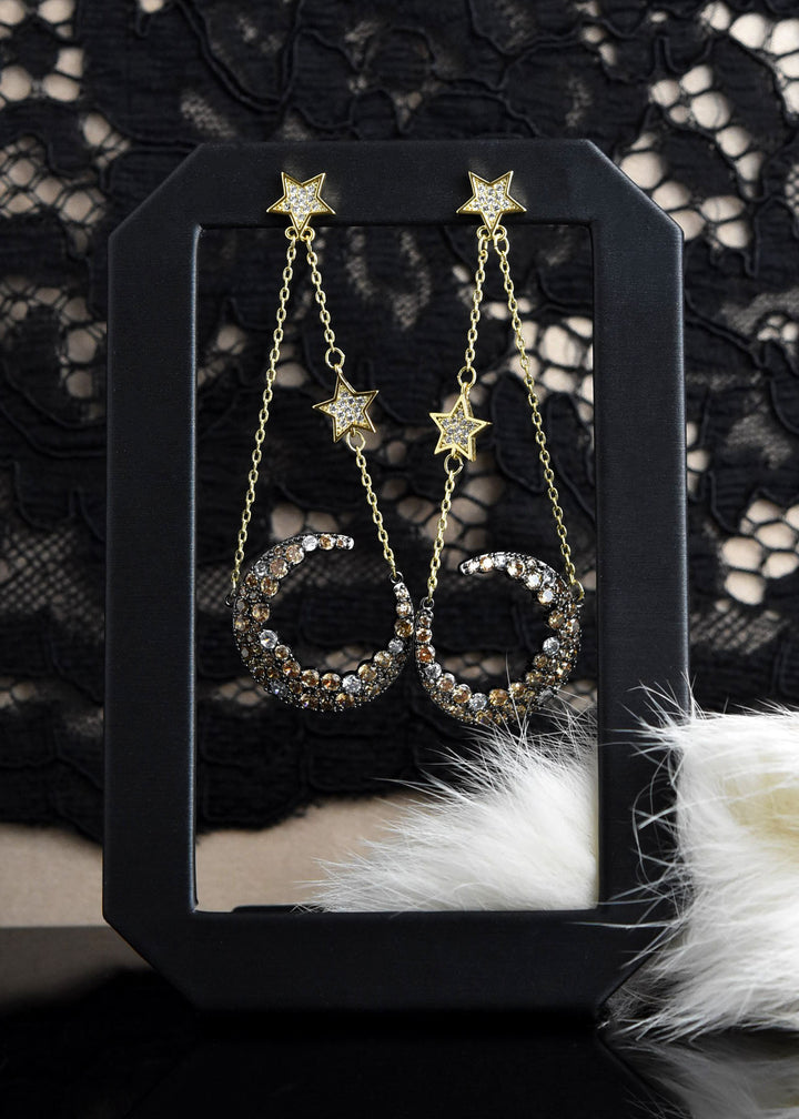 Moon Celestial Earrings in Champagne