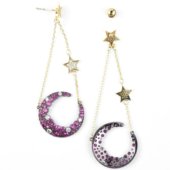 Moon Celestial Earrings in Pink