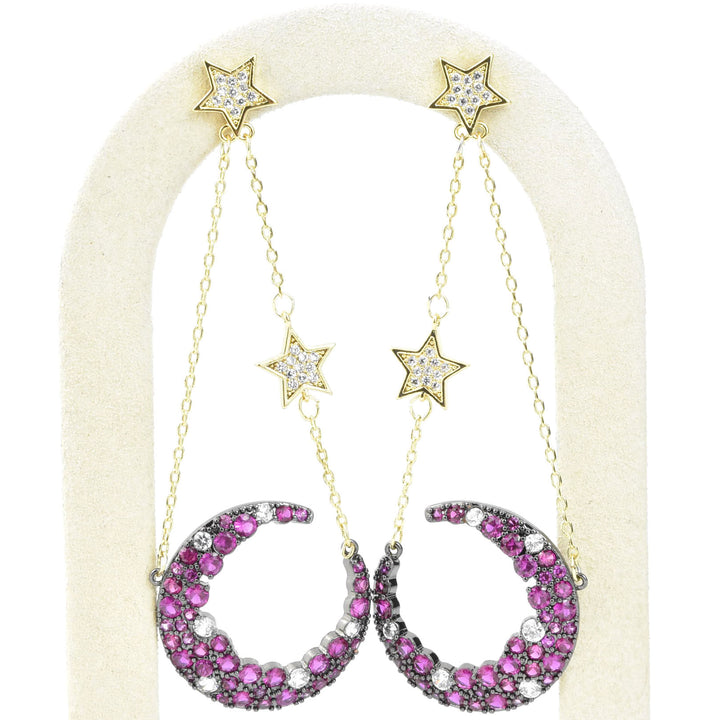 Moon Celestial Earrings in Pink