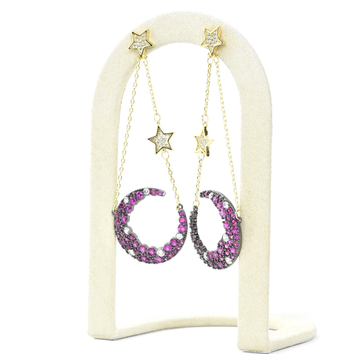 Moon Celestial Earrings in Pink