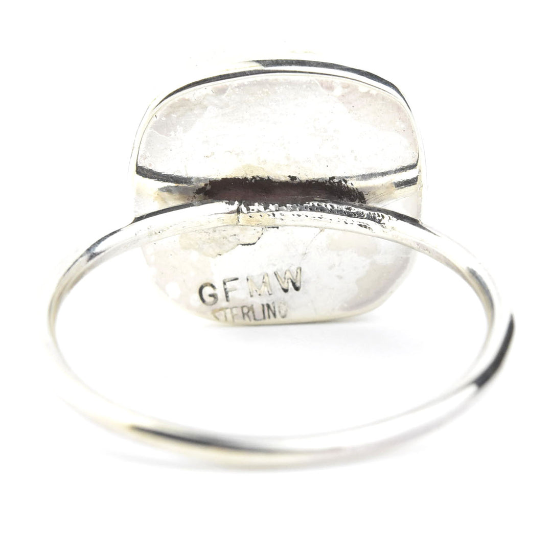 Faceted Cushion Cut Gemstone Ring in Silver