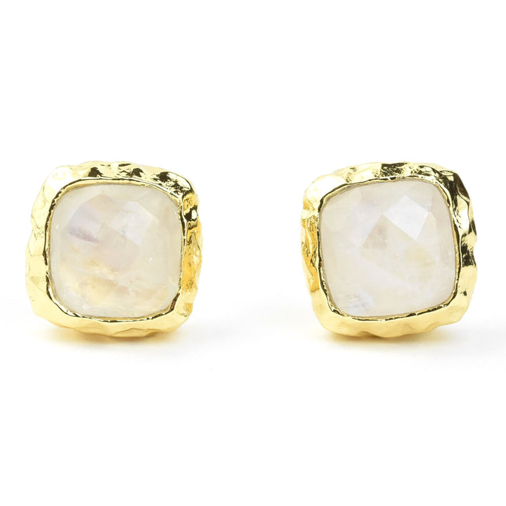 Rainbow Moonstone Studs