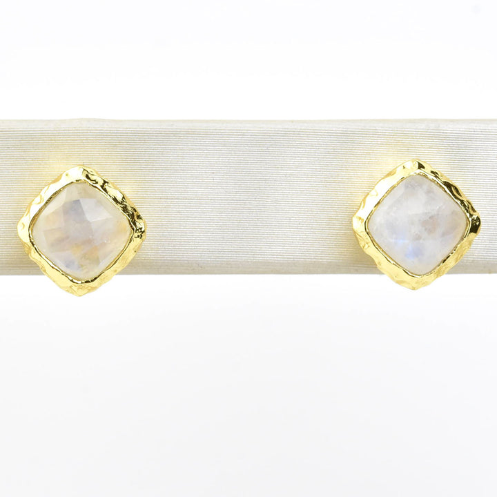Rainbow Moonstone Studs