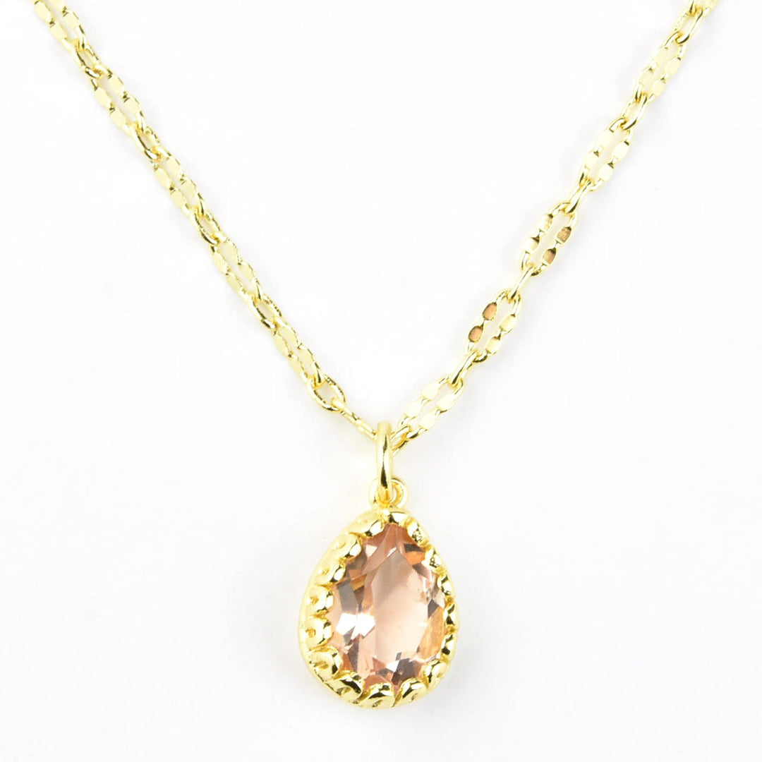 Pear Cut Morganite Necklace - Goldmakers Fine Jewelry