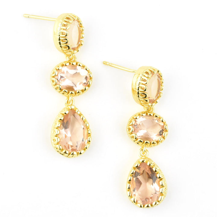 Morganite Triple Drop Earrings - Goldmakers Fine Jewelry