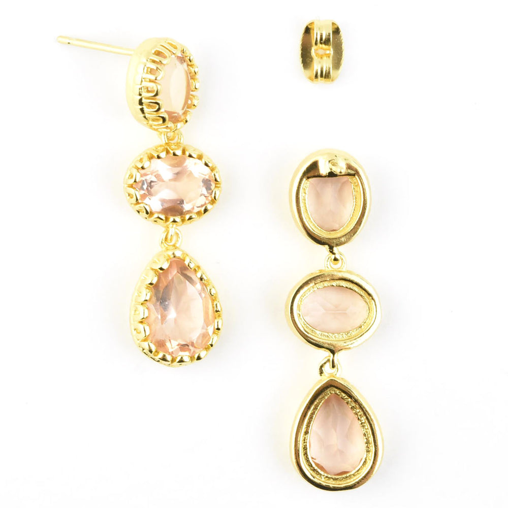Morganite Triple Drop Earrings - Goldmakers Fine Jewelry