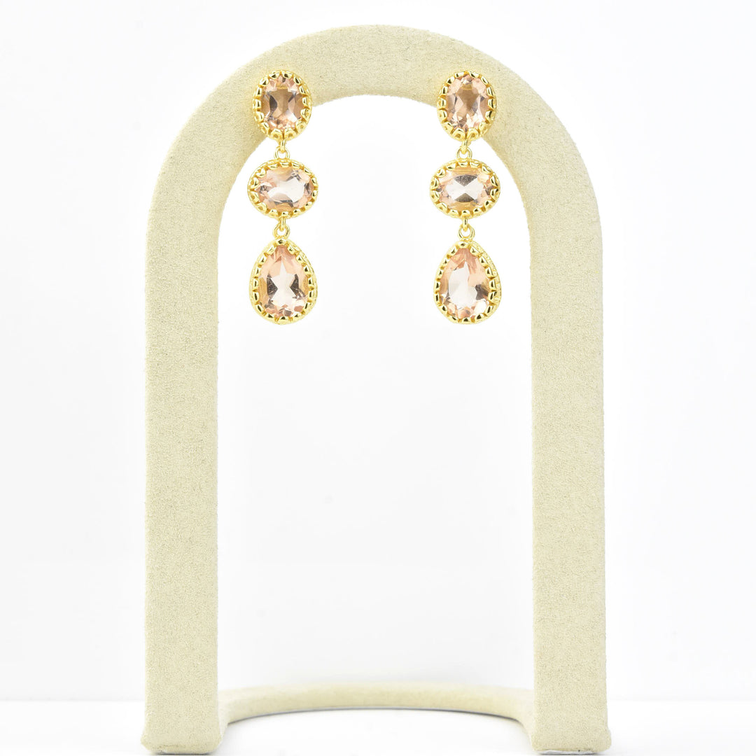 Morganite Triple Drop Earrings - Goldmakers Fine Jewelry