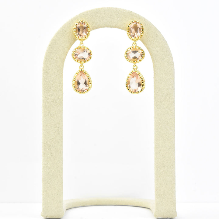 Morganite Triple Drop Earrings - Goldmakers Fine Jewelry