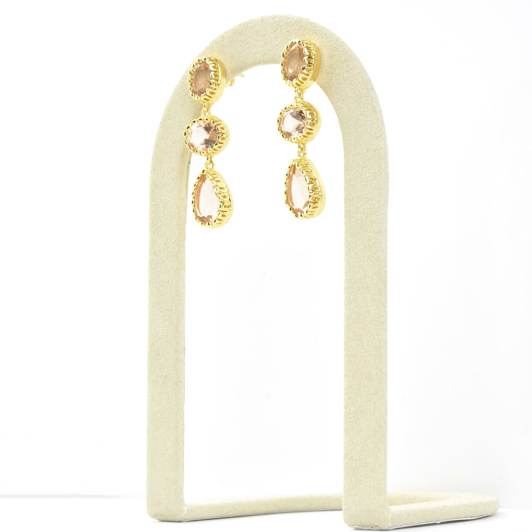 Morganite Triple Drop Earrings - Goldmakers Fine Jewelry