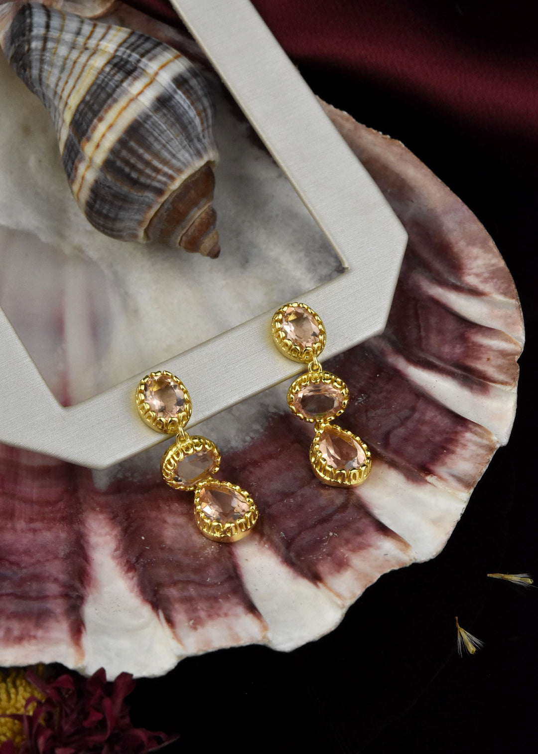 Morganite Triple Drop Earrings - Goldmakers Fine Jewelry