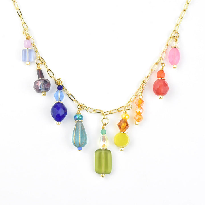 Mosaic Rainbow Charm Necklace