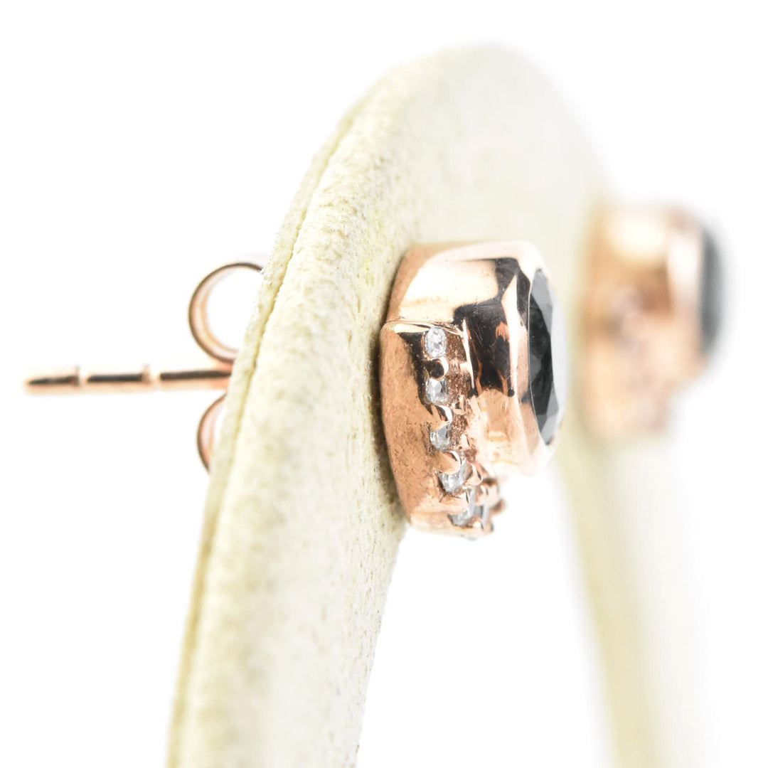 Moss Agate and CZ Lunar Eclipse Studs