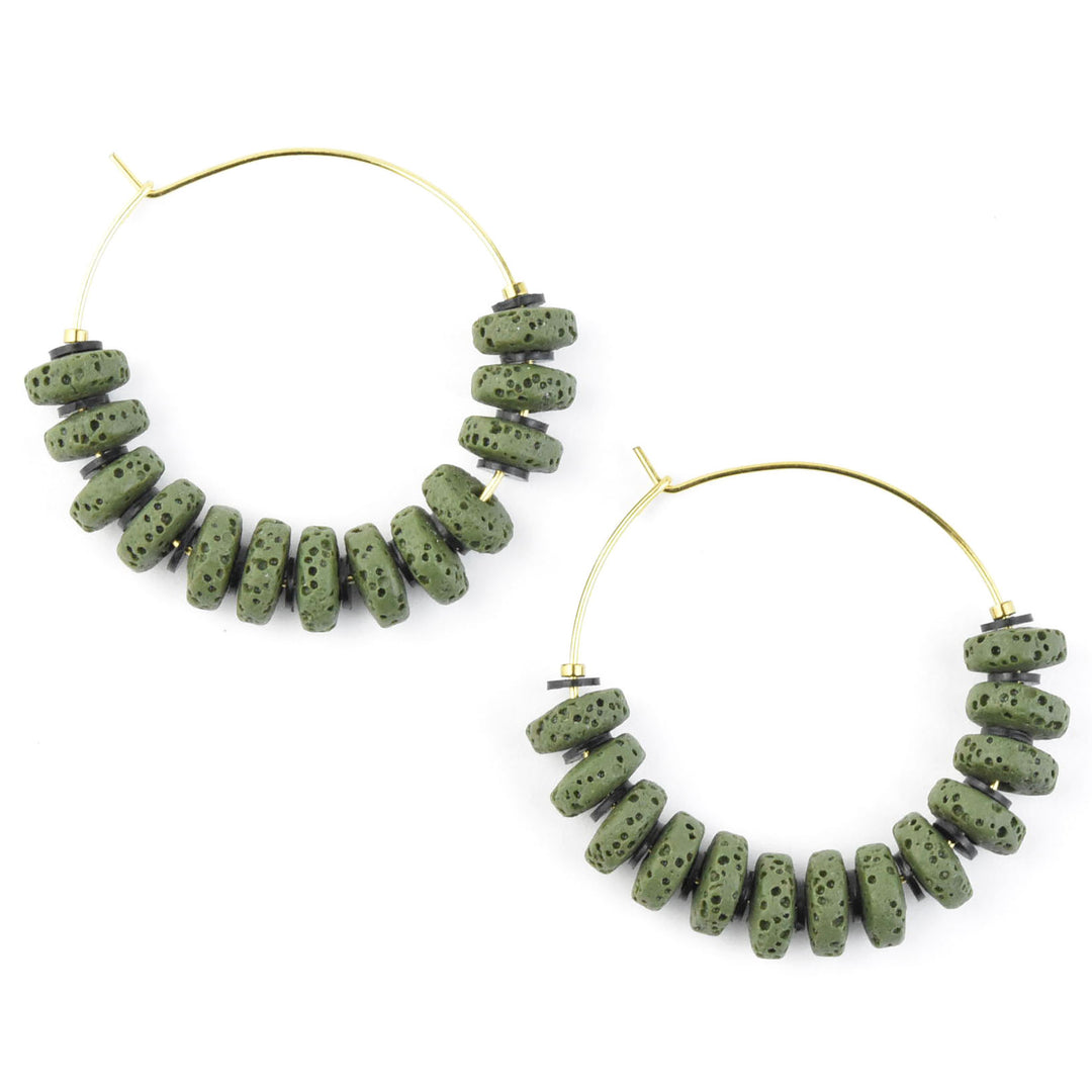 Moss Lava Hoops - Goldmakers Fine Jewelry