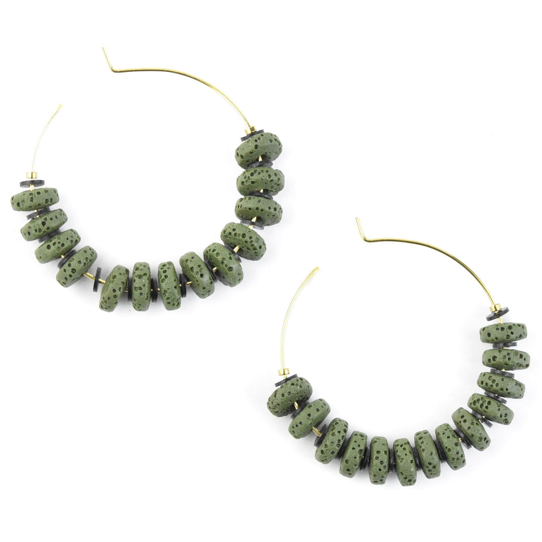 Moss Lava Hoops - Goldmakers Fine Jewelry
