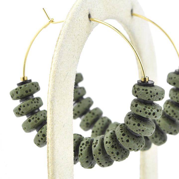 Moss Lava Hoops - Goldmakers Fine Jewelry