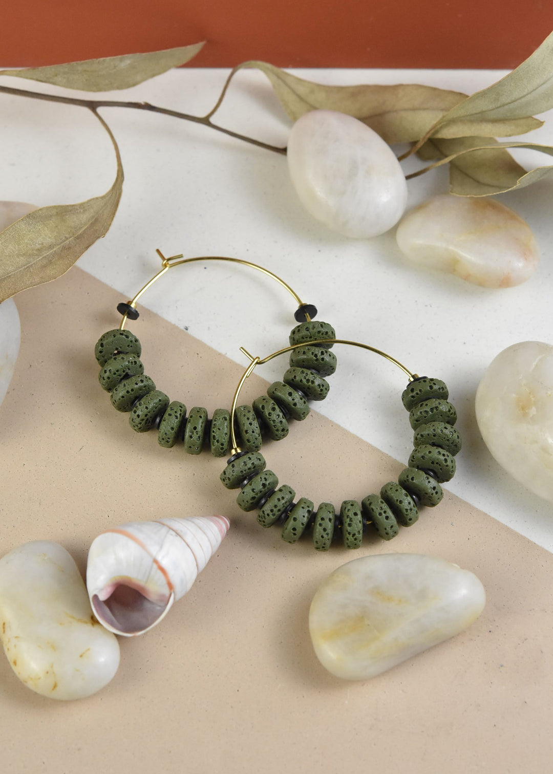 Moss Lava Hoops - Goldmakers Fine Jewelry