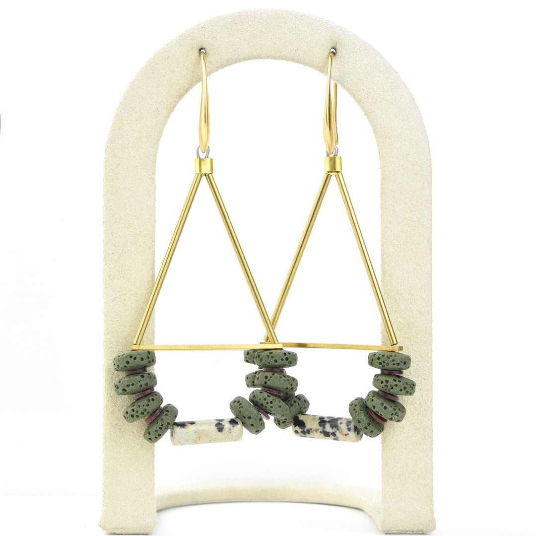 Moss Green & Dalmatian Agate Earrings