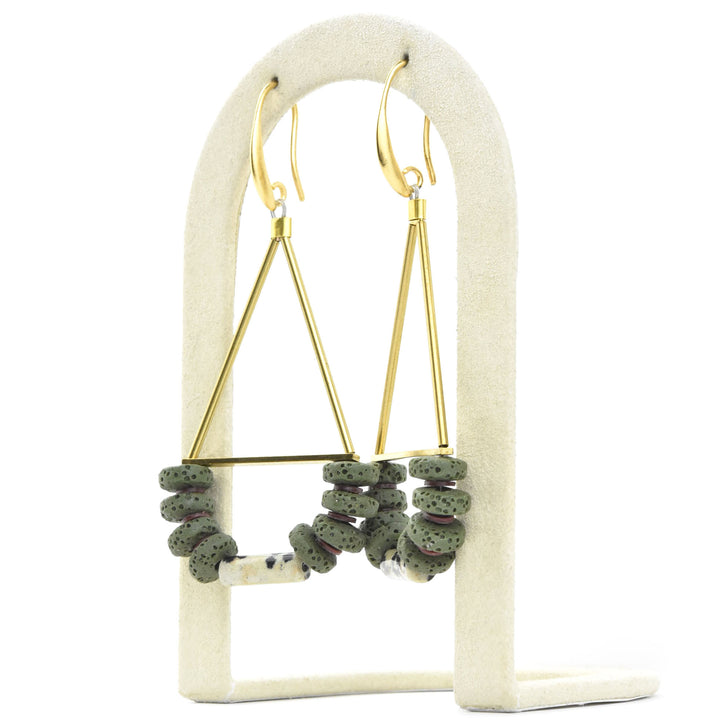 Moss Green & Dalmatian Agate Earrings