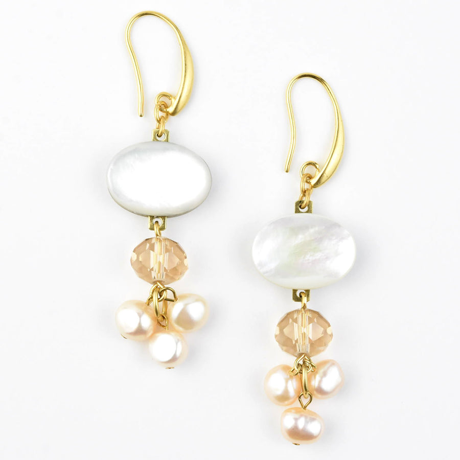 Mother of Pearl Cluster Earrings - Goldmakers Fine Jewelry