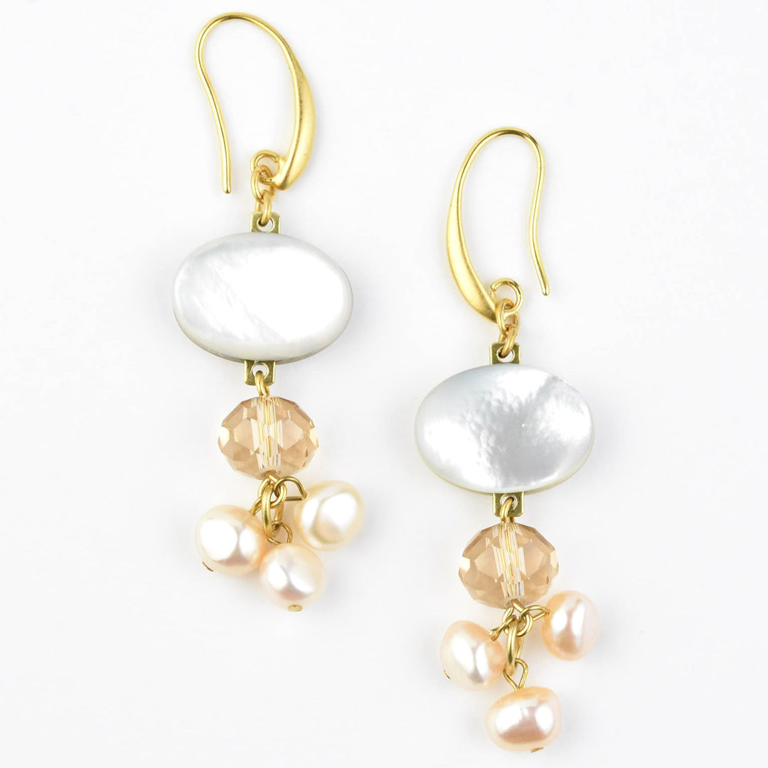 Mother of Pearl Cluster Earrings - Goldmakers Fine Jewelry