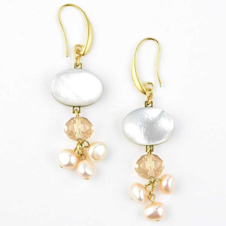 Mother of Pearl Cluster Earrings - Goldmakers Fine Jewelry