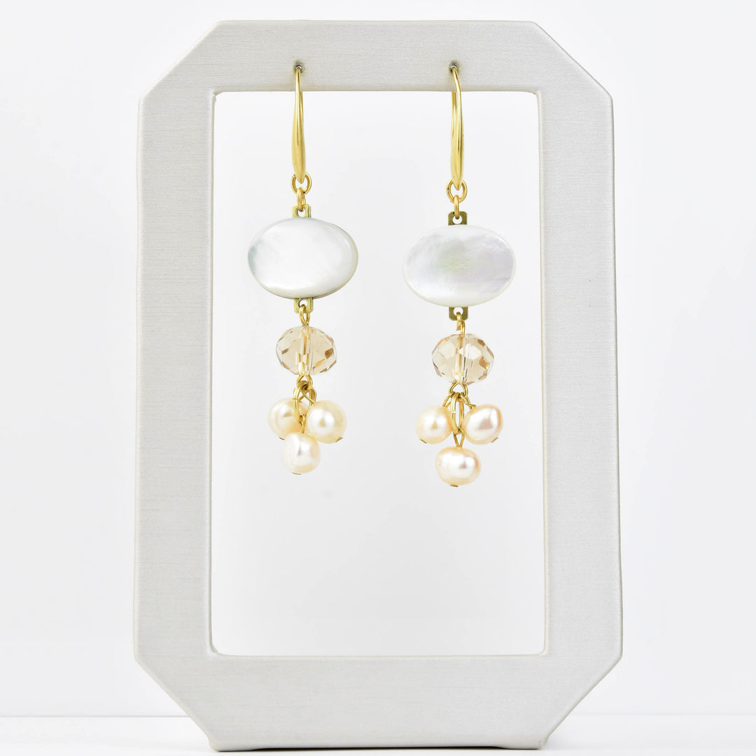 Mother of Pearl Cluster Earrings - Goldmakers Fine Jewelry