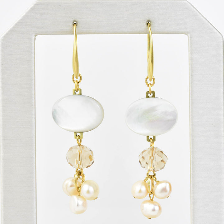 Mother of Pearl Cluster Earrings - Goldmakers Fine Jewelry