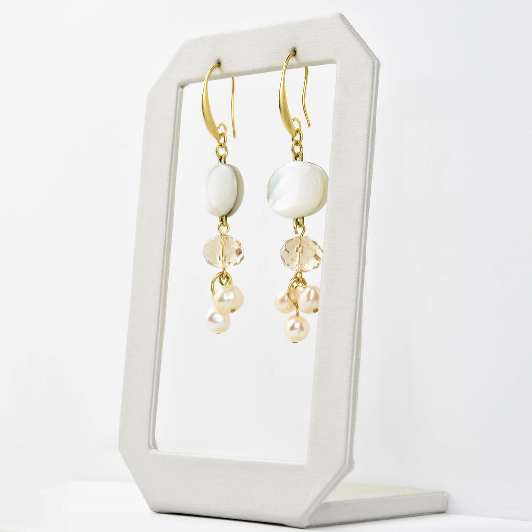 Mother of Pearl Cluster Earrings - Goldmakers Fine Jewelry