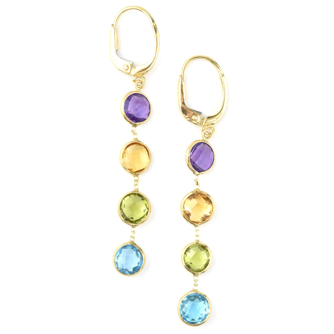 Multi-Stone Earrings in 14k Yellow Gold