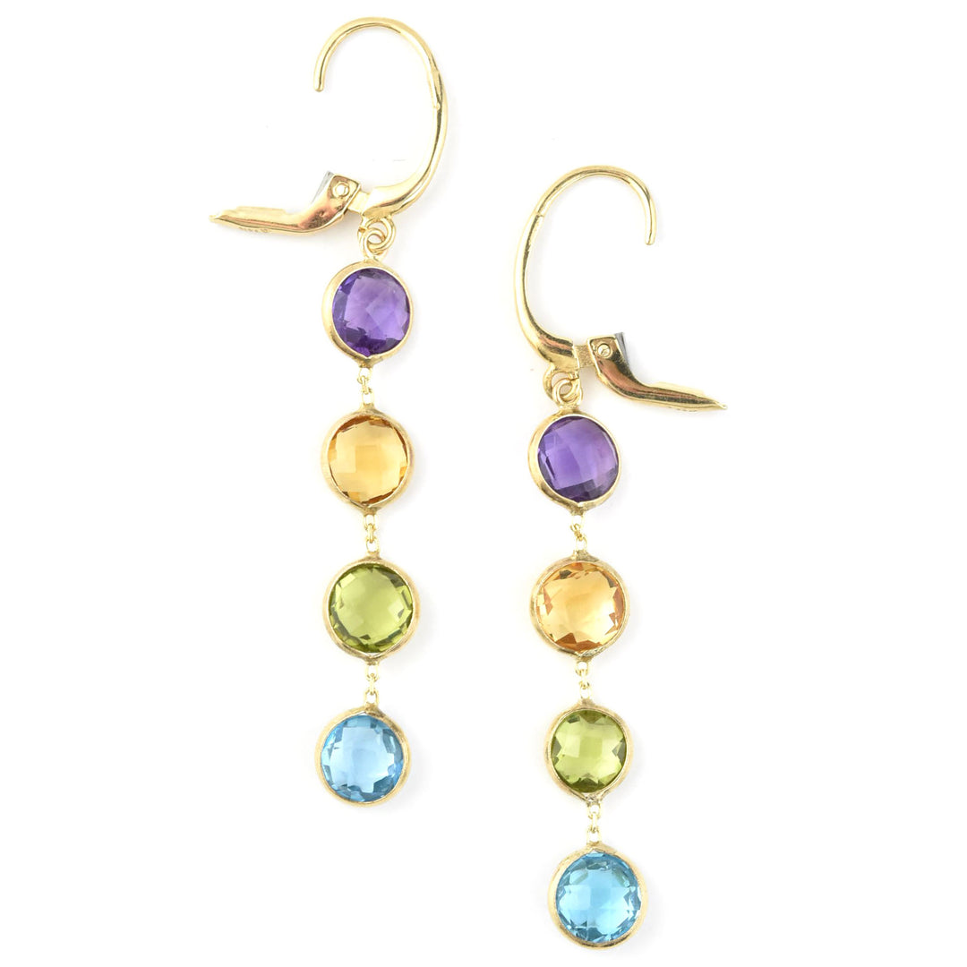 Multi-Stone Earrings in 14k Yellow Gold