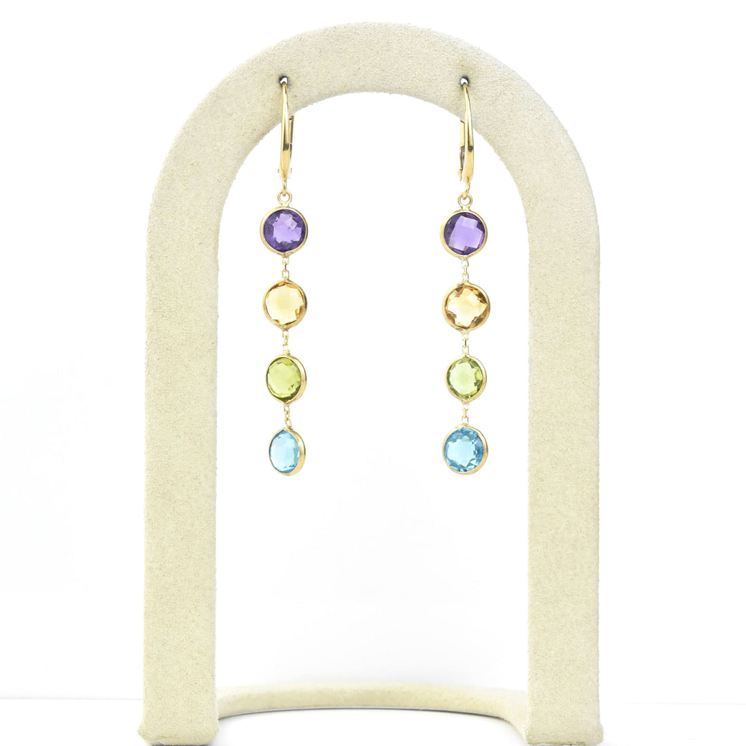 Multi-Stone Earrings in 14k Yellow Gold