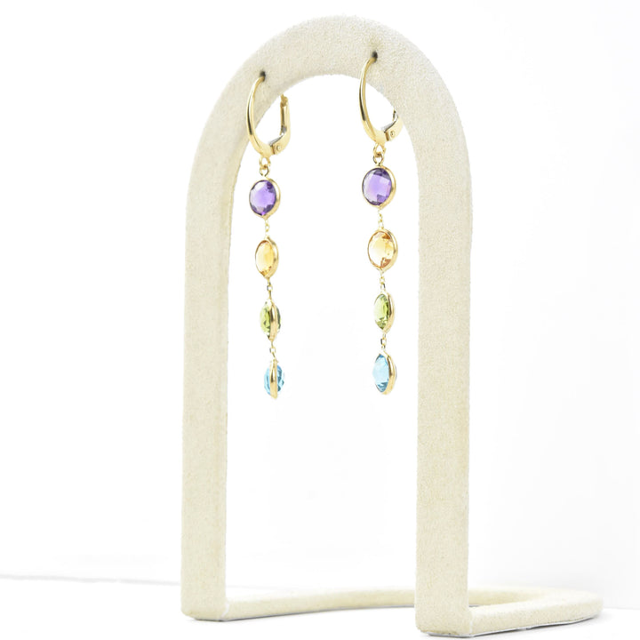 Multi-Stone Earrings in 14k Yellow Gold