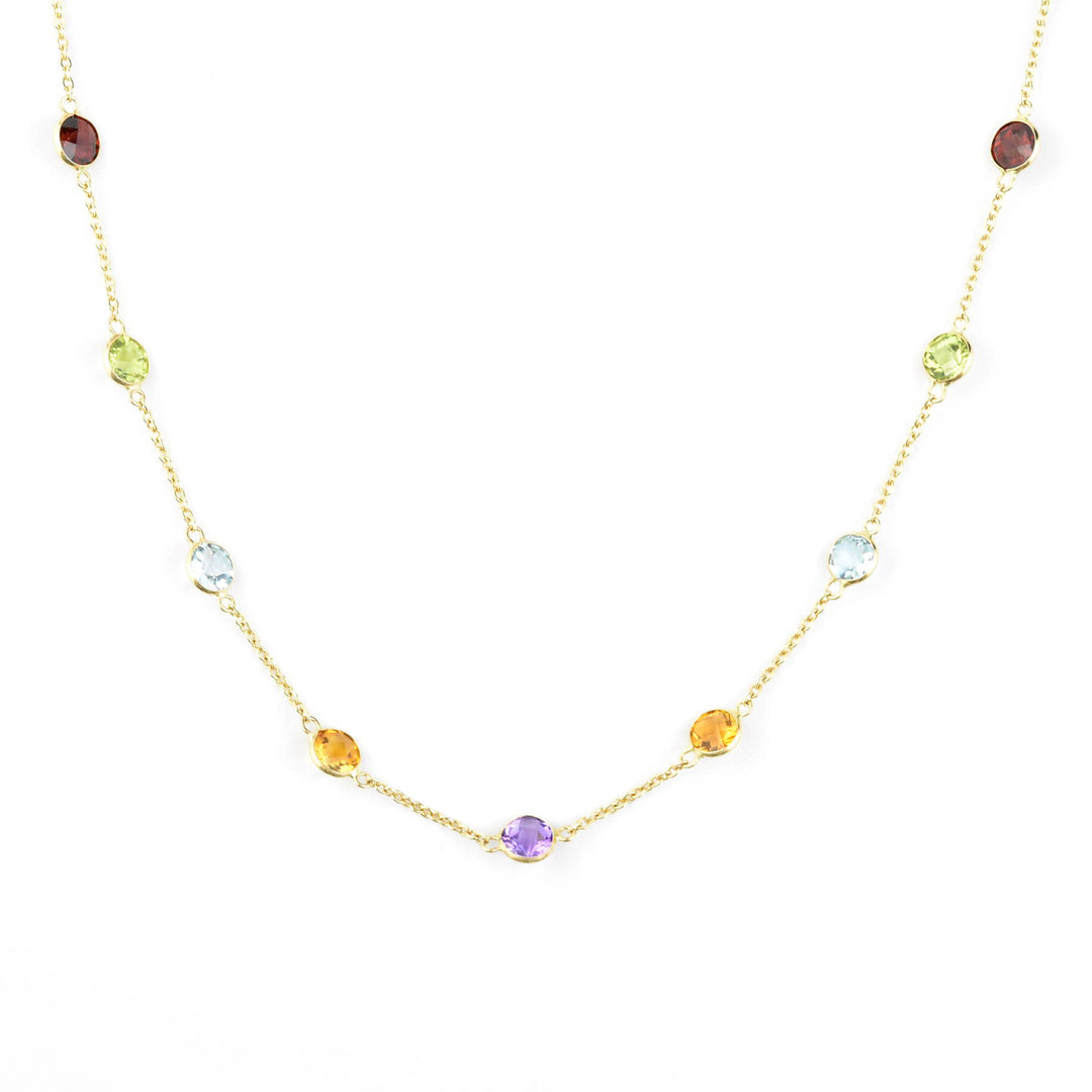 Multi-Stone Station Necklace in 14k Yellow Gold