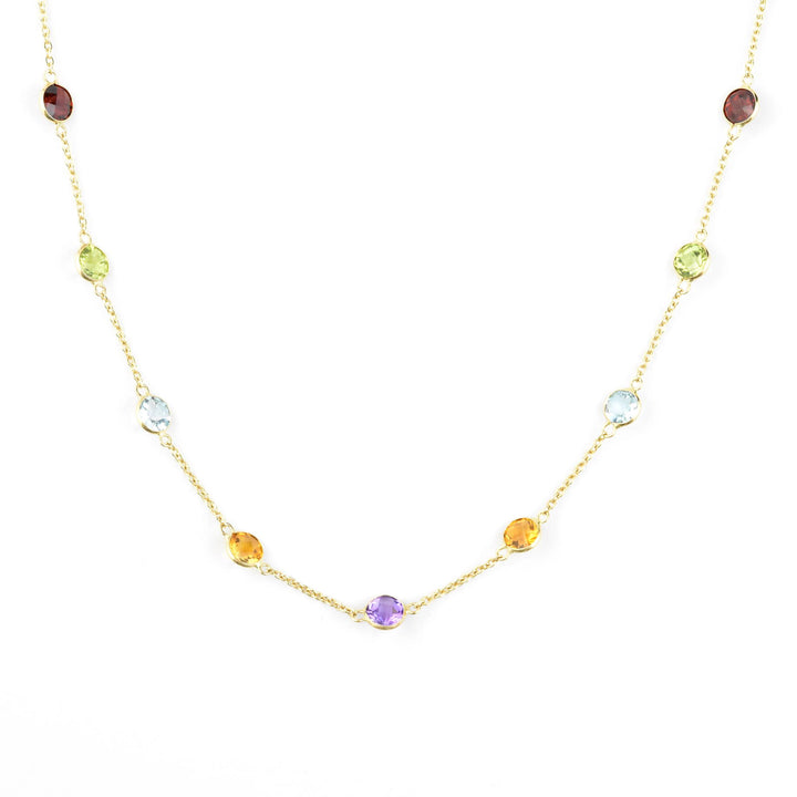 Multi-Stone Station Necklace in 14k Yellow Gold