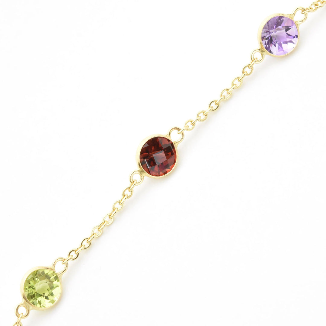 Multi-Stone Station Necklace in 14k Yellow Gold