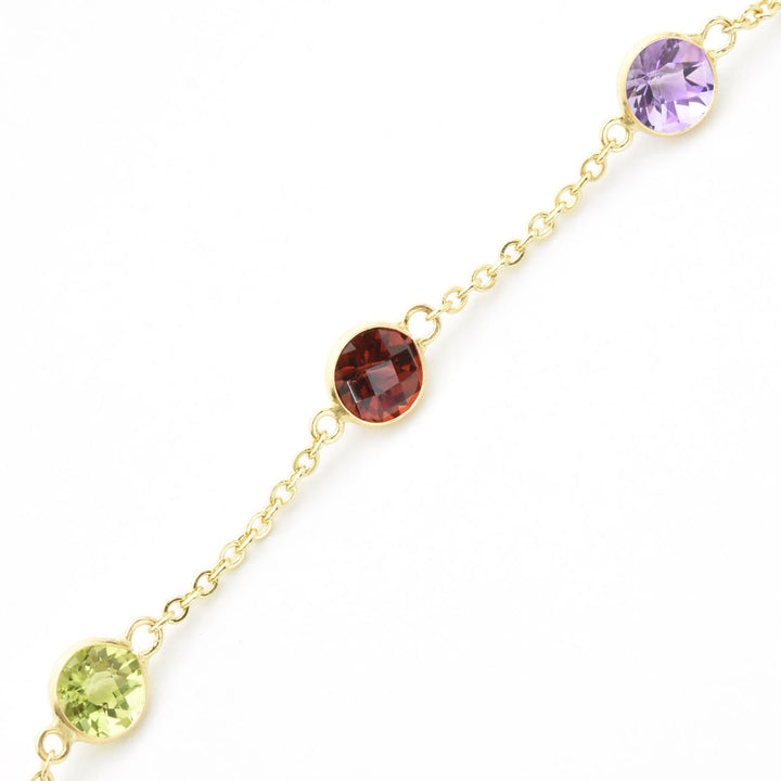 Multi-Stone Station Necklace in 14k Yellow Gold