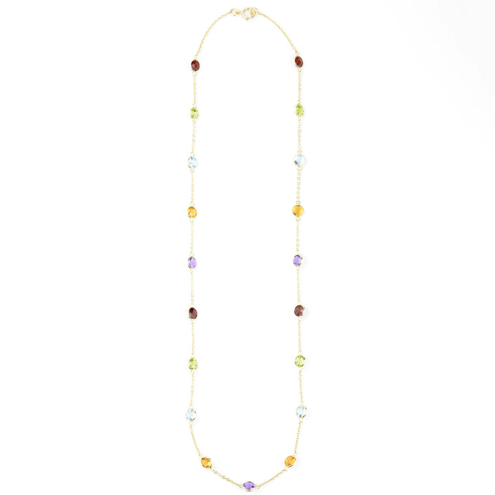 Multi-Stone Station Necklace in 14k Yellow Gold