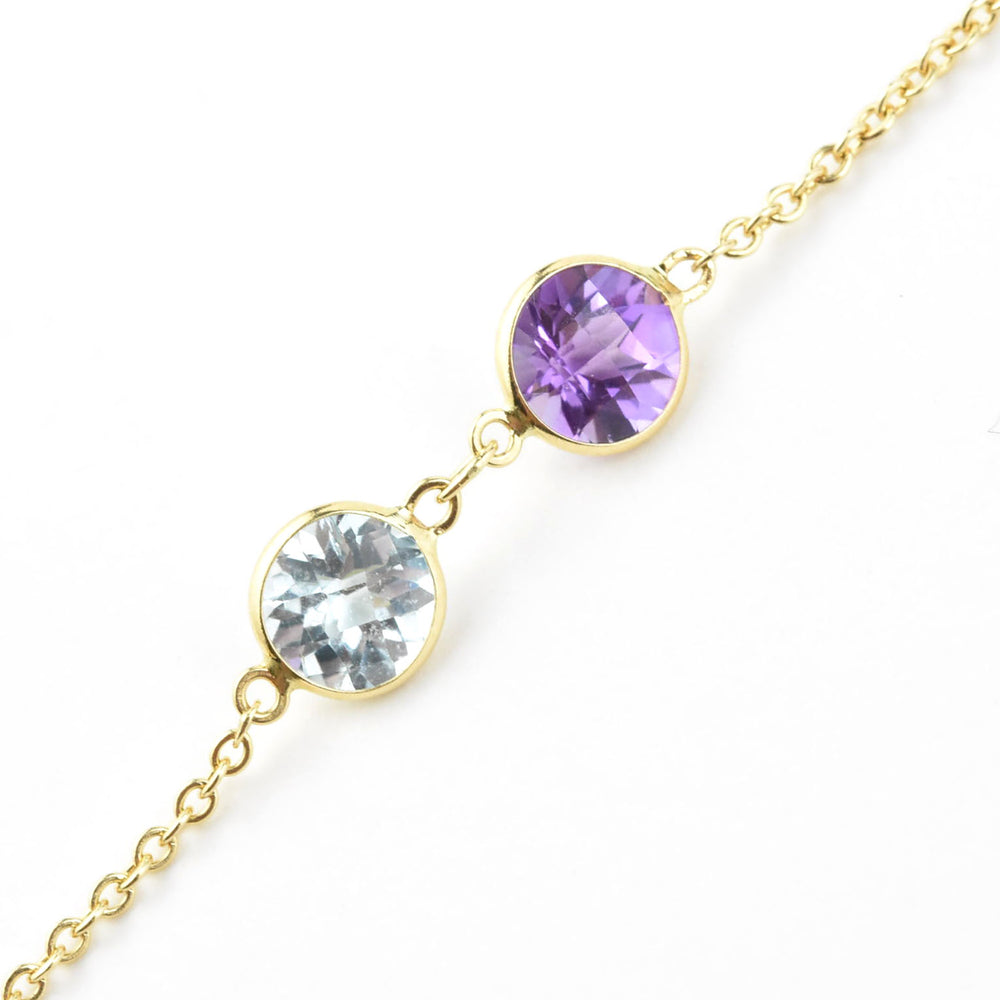 Multi-Stone Station Necklace in 14k Yellow Gold - Goldmakers Fine Jewelry