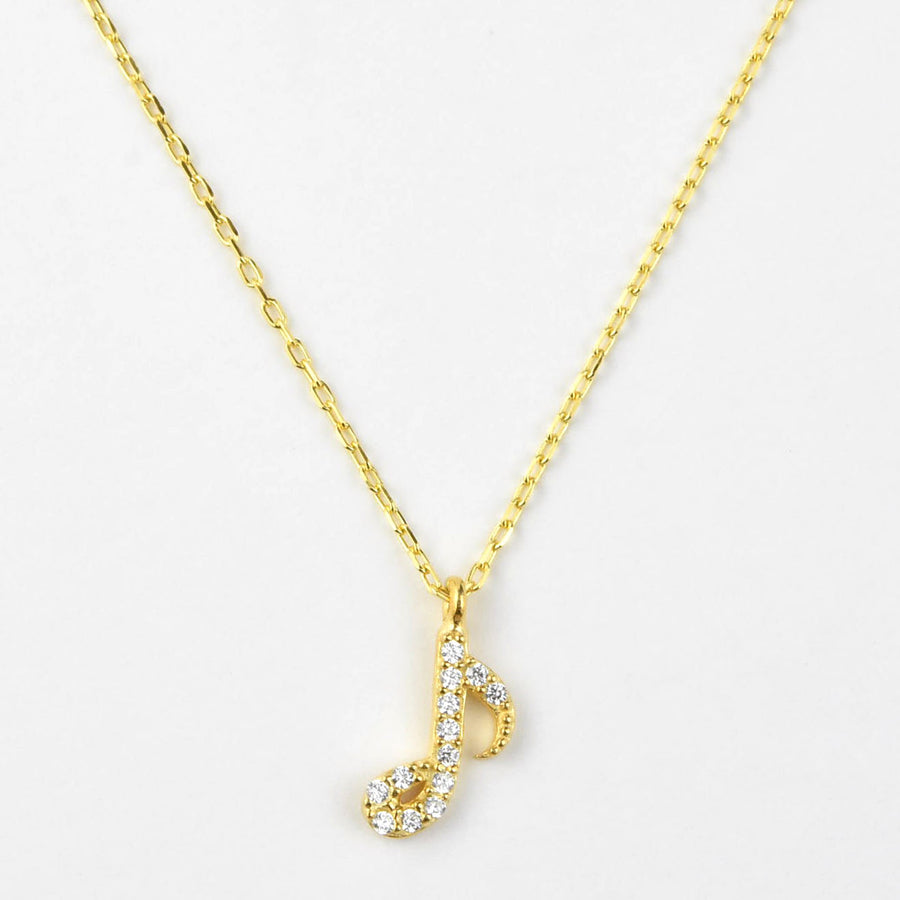 Gold Plated Music Note Necklace - Goldmakers Fine Jewelry