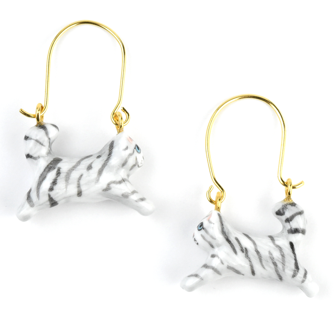Harvest Time Leaping Cat Earrings - Goldmakers Fine Jewelry