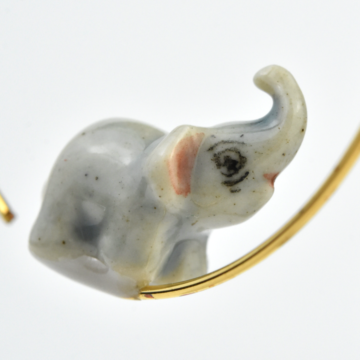 Mini Grey Elephant Hoops - Goldmakers Fine Jewelry