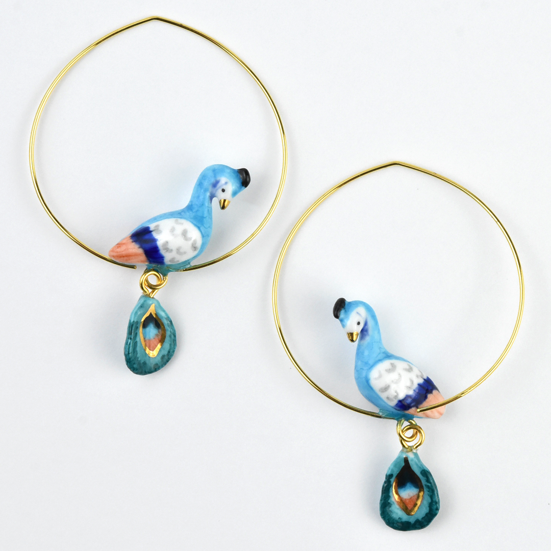 Harvest Time Peacock Hoops - Goldmakers Fine Jewelry