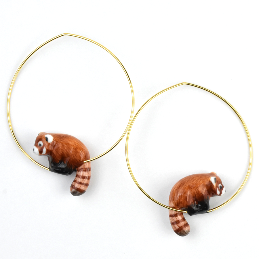 Red Panda Hoops - Goldmakers Fine Jewelry