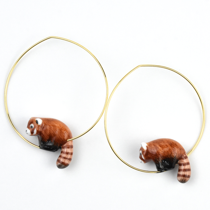 Red Panda Hoops - Goldmakers Fine Jewelry