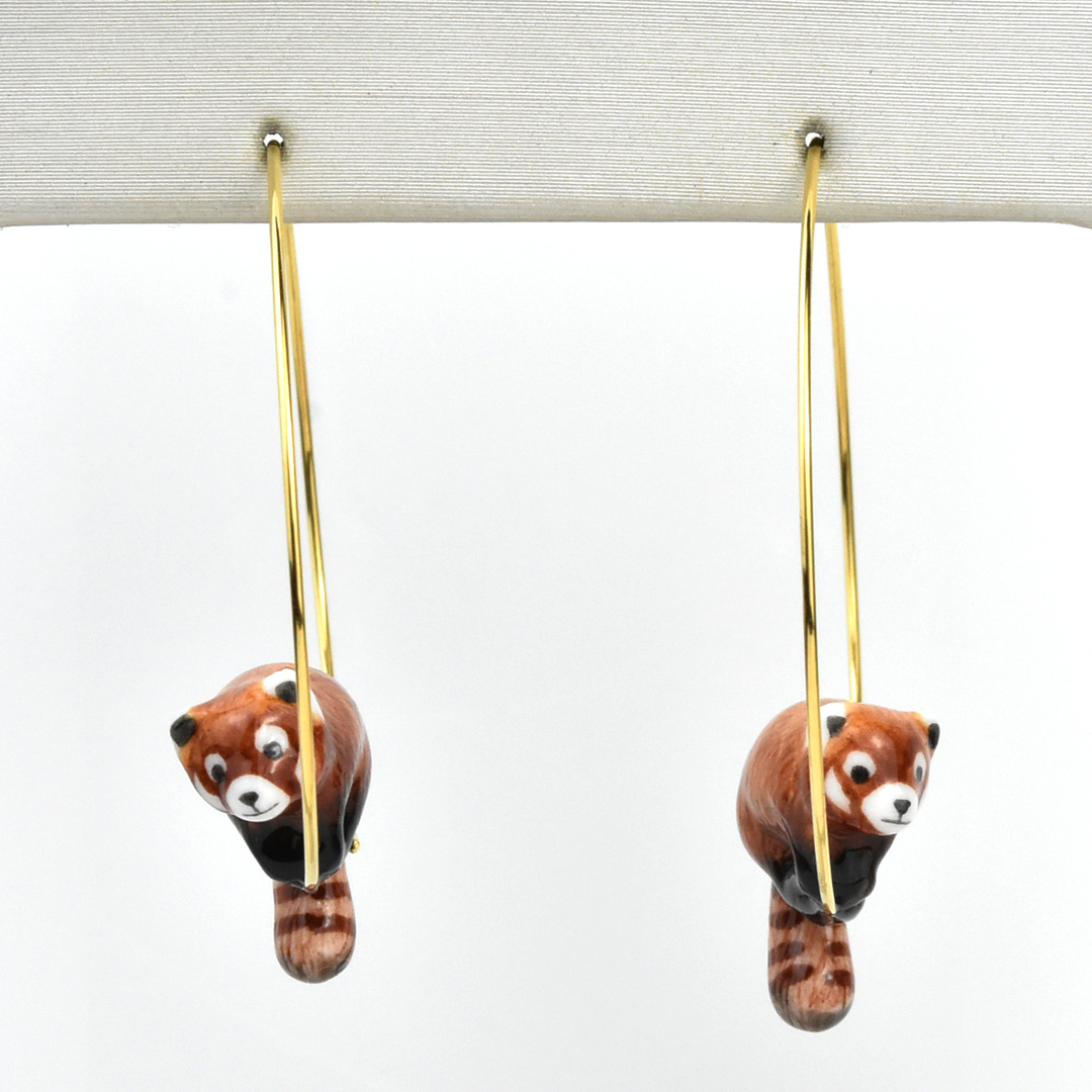 Red Panda Hoops - Goldmakers Fine Jewelry